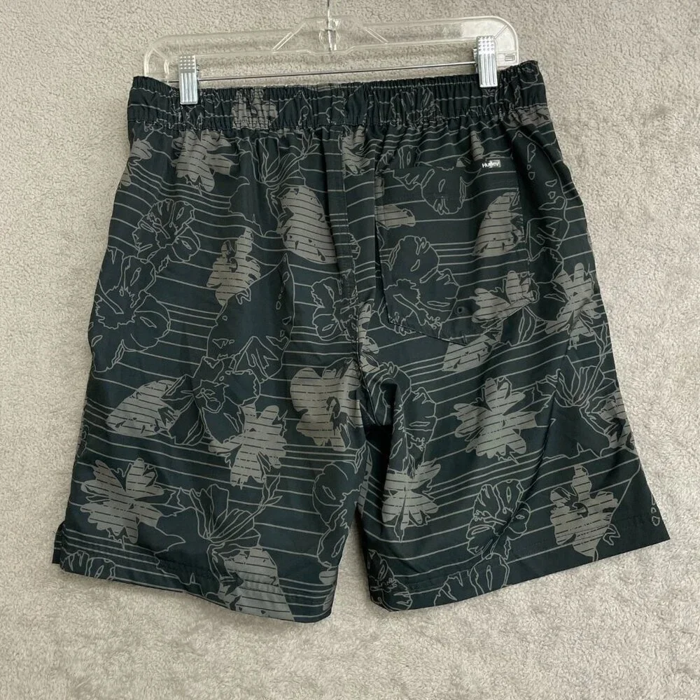 Hurley Men's M Swim Shorts Black Floral Print 4-Way Stretch N0992